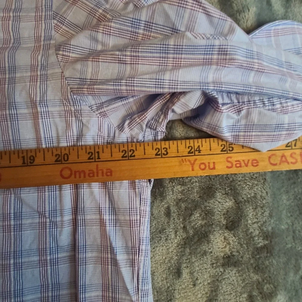 Mens Michael Kors Long Sleeve Button Up Plaid Shirt Size 16 X 34/35 Blue Red